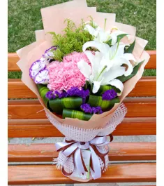 Pink Carnations & White Lily