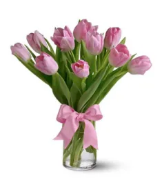 Pink Tulip with Vase Send to Philippines,Tulips to Philippines