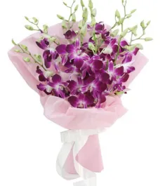 12 Purple Orchids in a Bouquet