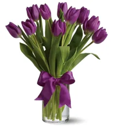 12 Purple Holland Tulip in Vase to Philippines